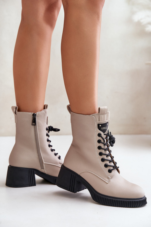 Warm Women Boots Made Of Natural Leather Beige Vinceza 66671 Warm Women Boots Made Of Natural Leather Beige Vinceza 66671