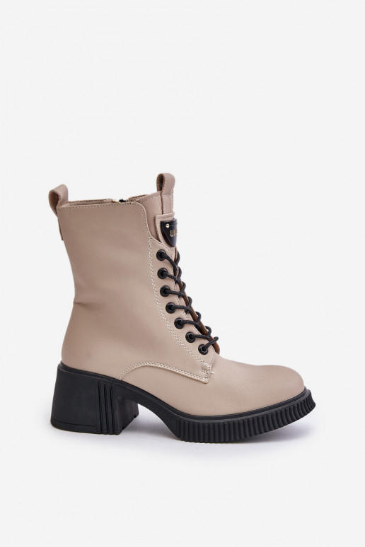 Warm Women Boots Made Of Natural Leather Beige Vinceza 66671 Warm Women Boots Made Of Natural Leather Beige Vinceza 66671