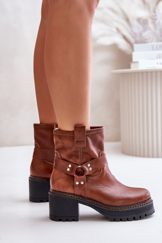 Women's Leather Ankle Boots With Zip Brown Lewski 3435 Women's Leather Ankle Boots With Zip Brown Lewski 3435