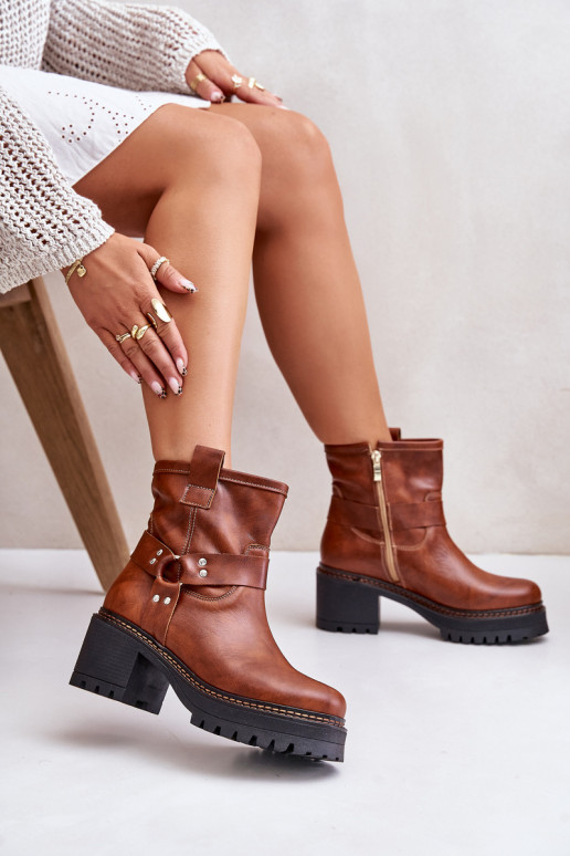 Women's Leather Ankle Boots With Zip Brown Lewski 3435 Women's Leather Ankle Boots With Zip Brown Lewski 3435