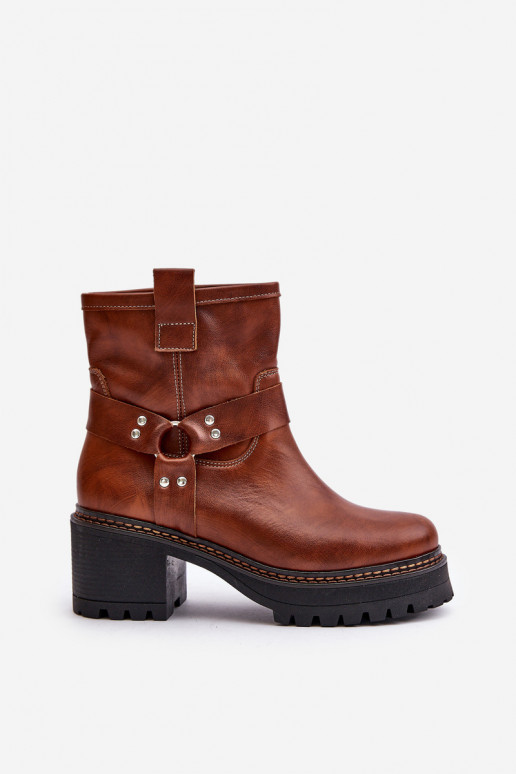 Women's Leather Ankle Boots With Zip Brown Lewski 3435 Women's Leather Ankle Boots With Zip Brown Lewski 3435