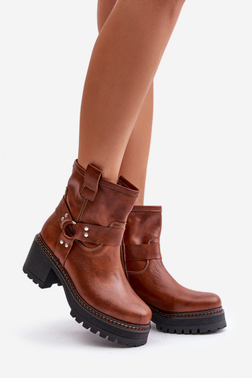 Women's Leather Ankle Boots With Zip Brown Lewski 3435 Women's Leather Ankle Boots With Zip Brown Lewski 3435