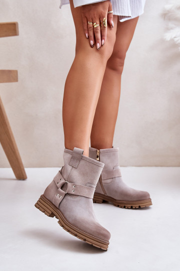 Women's Suede Boots On Flat Heel 3610 Lewski Cappucino 2