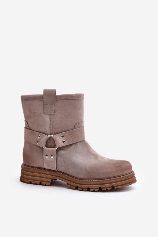 Women's Suede Boots On Flat Heel 3610 Lewski Cappucino Women's Suede Boots On Flat Heel 3610 Lewski Cappucino