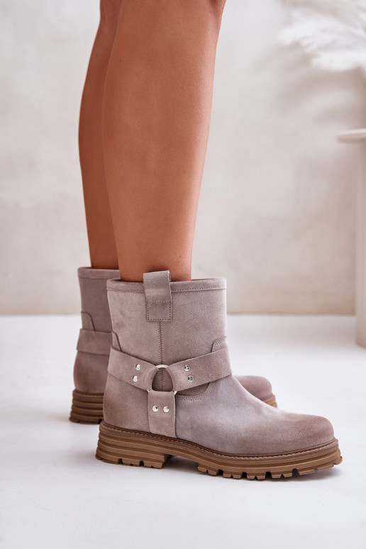 Women's Suede Boots On Flat Heel 3610 Lewski Cappucino Women's Suede Boots On Flat Heel 3610 Lewski Cappucino