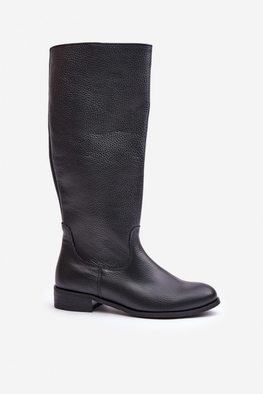 Leather Women's Knee-High Boots with Zip Lewski 3616 Black Leather Women's Knee-High Boots with Zip Lewski 3616 Black