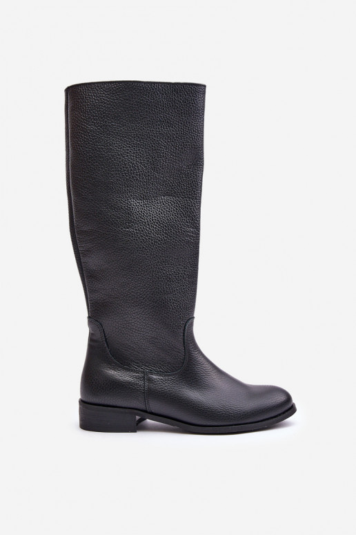 Leather Women's Knee-High Boots with Zip Lewski 3616 Black Leather Women's Knee-High Boots with Zip Lewski 3616 Black