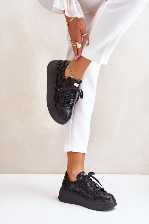 Leather Sports Shoes On Platform Maciejka 06191-42 Black Leather Sports Shoes On Platform Maciejka 06191-42 Black