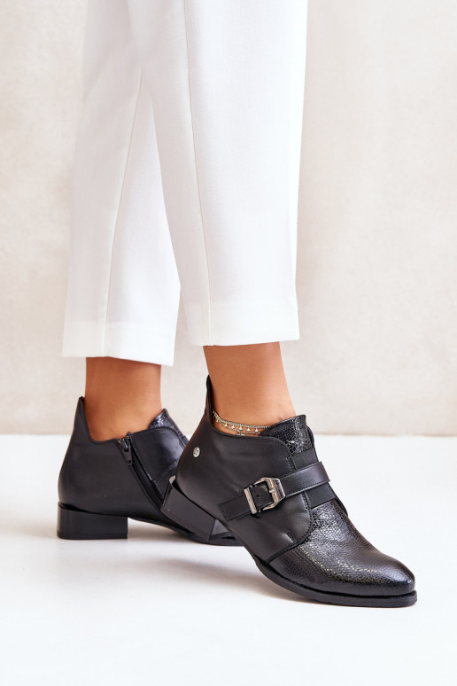 Leather Low Ankle Boots With Zipper Maciejka 06692-01 Black Leather Low Ankle Boots With Zipper Maciejka 06692-01 Black
