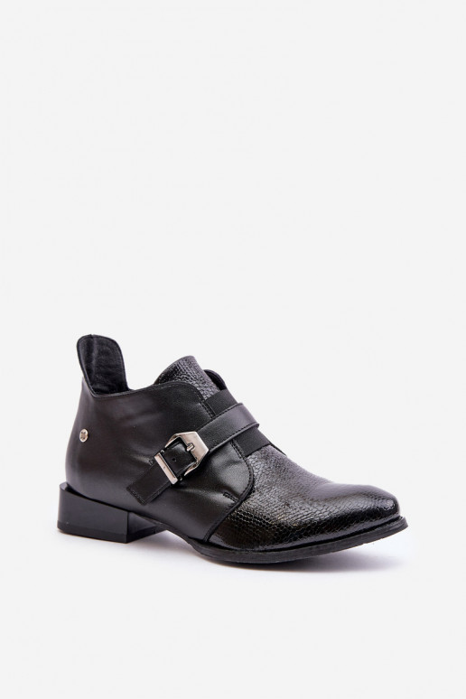 Leather Low Ankle Boots With Zipper Maciejka 06692-01 Black Leather Low Ankle Boots With Zipper Maciejka 06692-01 Black