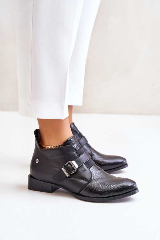 Leather Low Ankle Boots With Zipper Maciejka 06692-01 Black Leather Low Ankle Boots With Zipper Maciejka 06692-01 Black