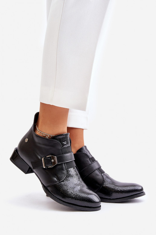 Leather Low Ankle Boots With Zipper Maciejka 06692-01 Black Leather Low Ankle Boots With Zipper Maciejka 06692-01 Black