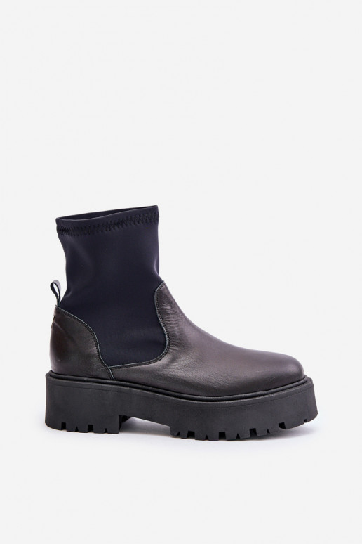 Zazoo 2947 Slip-On Women's Boots Made of Natural Leather Black Zazoo 2947 Slip-On Women's Boots Made of Natural Leather Black