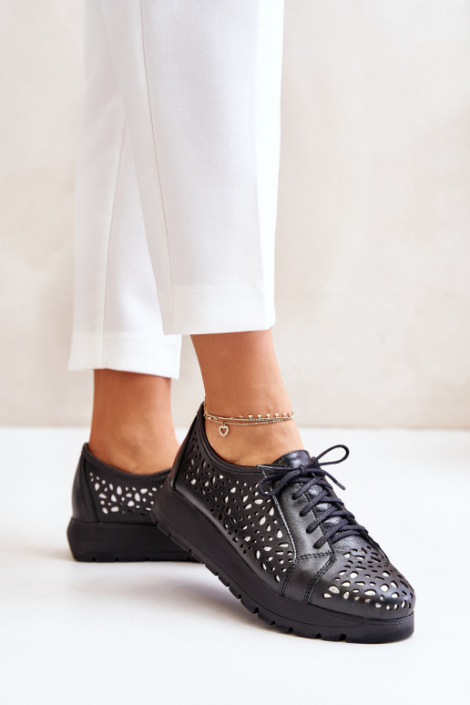 Zazoo 2973 Leather Platform Shoes With Cut-Out Design Black Zazoo 2973 Leather Platform Shoes With Cut-Out Design Black