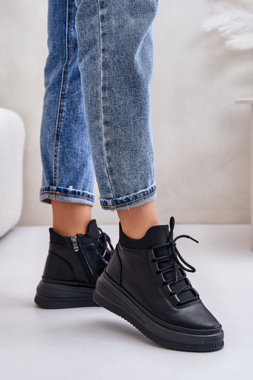 Lightweight Leather Sports Shoes On Platform Artiker 55C1041 Black Lightweight Leather Sports Shoes On Platform Artiker 55C1041 Black