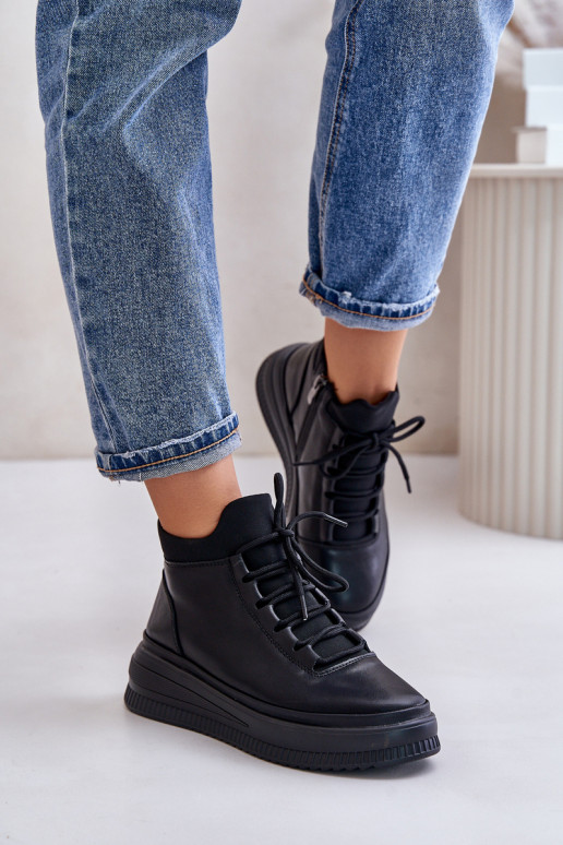 Lightweight Leather Sports Shoes On Platform Artiker 55C1041 Black Lightweight Leather Sports Shoes On Platform Artiker 55C1041 Black