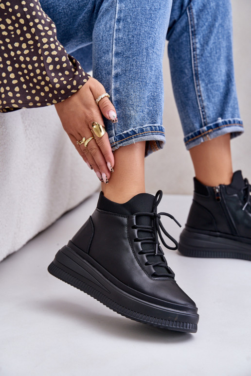 Lightweight Leather Sports Shoes On Platform Artiker 55C1041 Black Lightweight Leather Sports Shoes On Platform Artiker 55C1041 Black