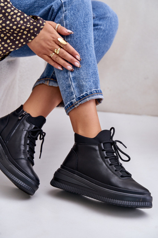 Lightweight Leather Sports Shoes On Platform Artiker 55C1041 Black Lightweight Leather Sports Shoes On Platform Artiker 55C1041 Black