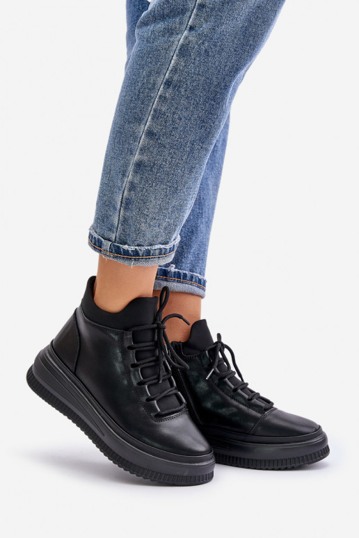 Lightweight Leather Sports Shoes On Platform Artiker 55C1041 Black Lightweight Leather Sports Shoes On Platform Artiker 55C1041 Black