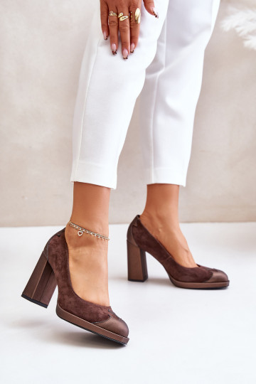 Suede Pumps On Heel Brown Laura Messi 2702 2