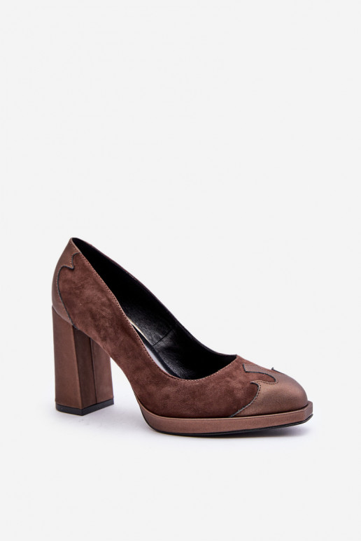 Suede Pumps On Heel Brown Laura Messi 2702