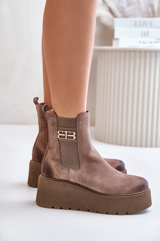 Zazoo 60498 Damskie Zamszowe Botki Sztyblety Na Platformie I Koturnie Beżowe Zazoo 60498 Damskie Zamszowe Botki Sztyblety Na Platformie I Koturnie Beżowe