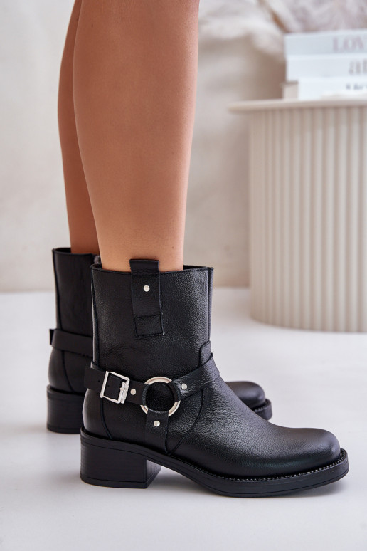 Zazoo 60480 Leather Ankle Boots With Low Heel Insulated Black Zazoo 60480 Leather Ankle Boots With Low Heel Insulated Black