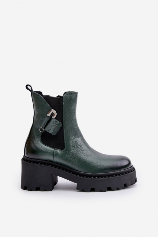 Zazoo 60490 Leather Insulated Boots With Decoration Dark Green Zazoo 60490 Leather Insulated Boots With Decoration Dark Green