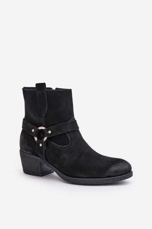 Suede insulated ankle boots with heels black Zazoo 60477 Suede insulated ankle boots with heels black Zazoo 60477