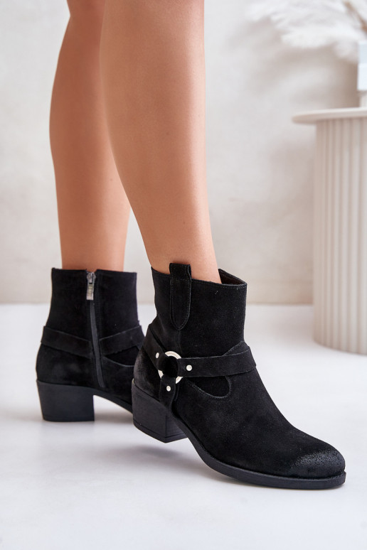 Suede insulated ankle boots with heels black Zazoo 60477 Suede insulated ankle boots with heels black Zazoo 60477