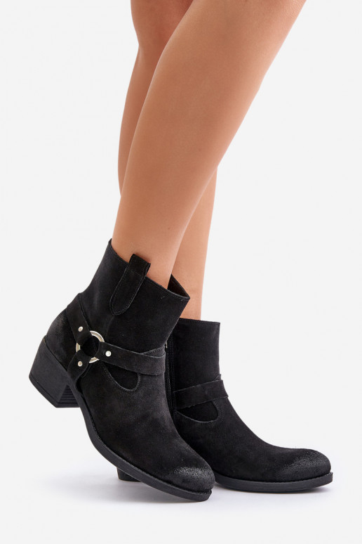 Suede insulated ankle boots with heels black Zazoo 60477 Suede insulated ankle boots with heels black Zazoo 60477