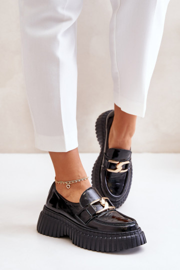 Zazoo 20176 Patent Leather Loafers Women's Natural Leather Dark Green 2