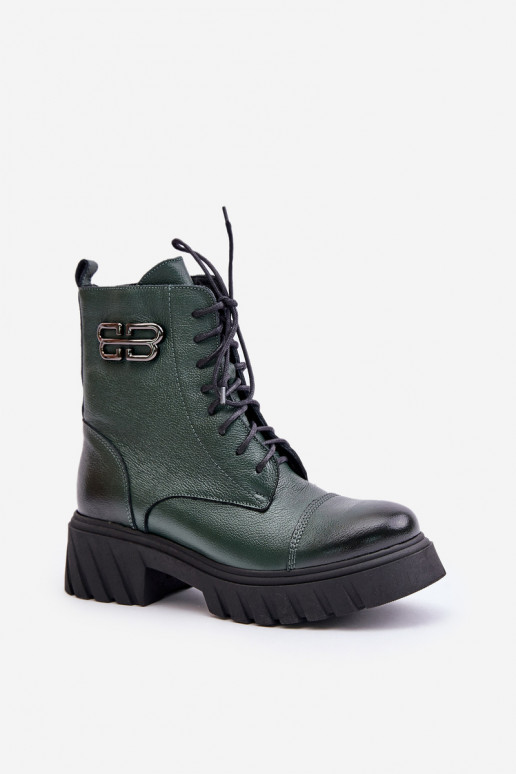 Zazoo 60486 Leather Ankle Boots Workwear Insulated Dark Green Zazoo 60486 Leather Ankle Boots Workwear Insulated Dark Green
