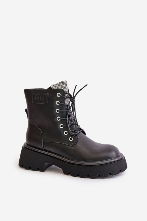 Warm Leather Ankle Boots Workers For Women With Zirconia GOE OO2N4125 Black Warm Leather Ankle Boots Workers For Women With Zirconia GOE OO2N4125 Black