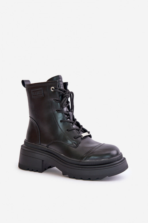 Women's Warm Leather Ankle Boots Black Goe OO2N4115-W2 Women's Warm Leather Ankle Boots Black Goe OO2N4115-W2