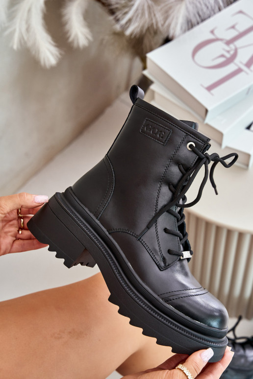 Women's Warm Leather Ankle Boots Black Goe OO2N4115-W2 Women's Warm Leather Ankle Boots Black Goe OO2N4115-W2