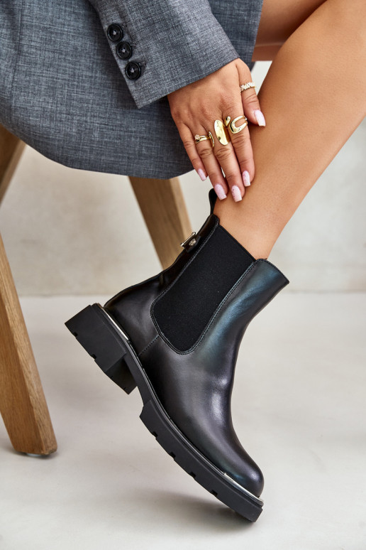 Leather Ankle Boots With Zipper GOE OO2N4147-E2 Black