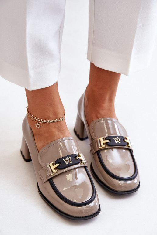 Lacquered Women's Heels With Decoration Beige Artiker 55C1054 Lacquered Women's Heels With Decoration Beige Artiker 55C1054