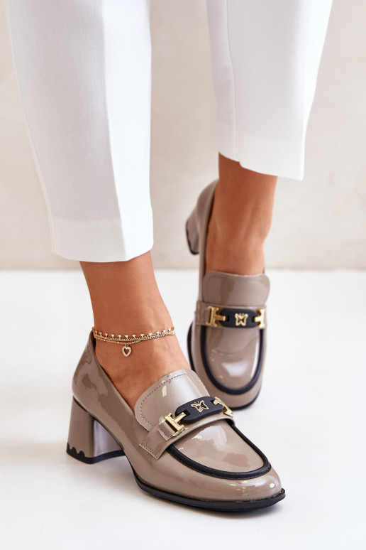 Lacquered Women's Heels With Decoration Beige Artiker 55C1054 Lacquered Women's Heels With Decoration Beige Artiker 55C1054