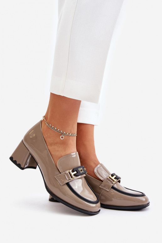 Lacquered Women's Heels With Decoration Beige Artiker 55C1054 Lacquered Women's Heels With Decoration Beige Artiker 55C1054