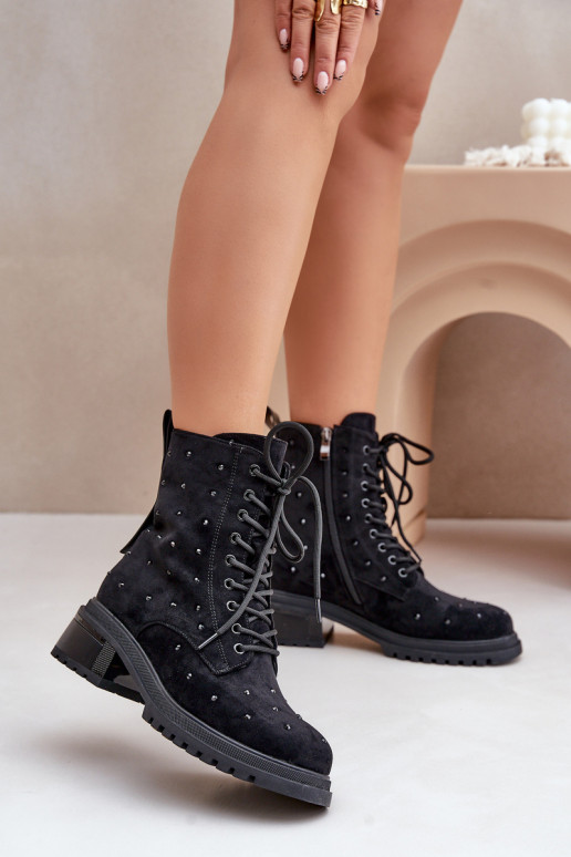 Embellished Women's Work Boots Insulated D&A Black MR880-017 Embellished Women's Work Boots Insulated D&A Black MR880-017