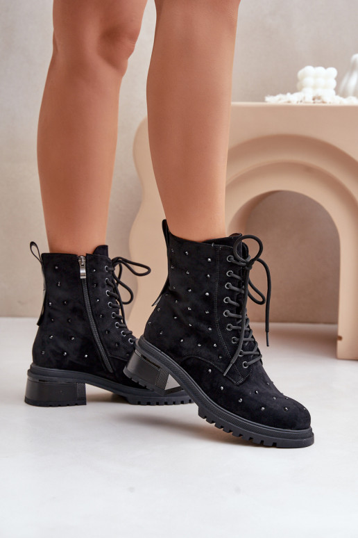Embellished Women's Work Boots Insulated D&A Black MR880-017 Embellished Women's Work Boots Insulated D&A Black MR880-017
