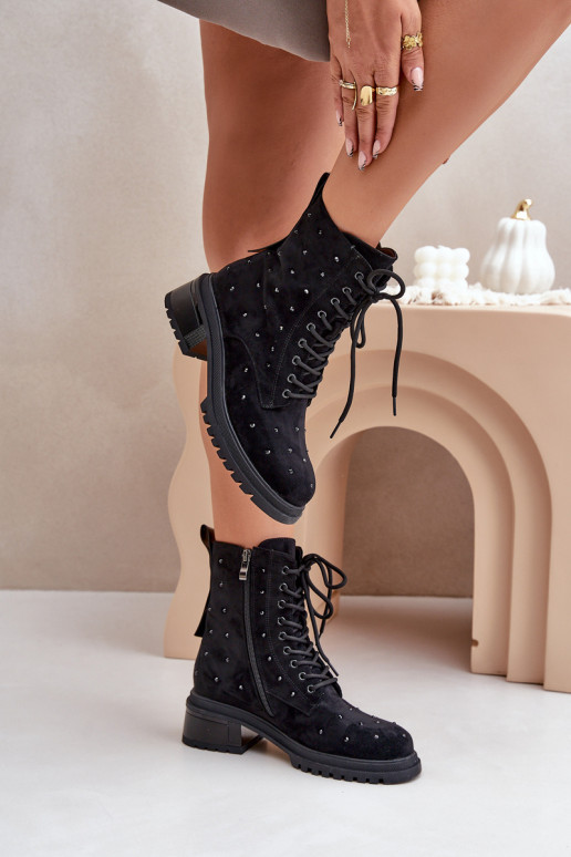 Embellished Women's Work Boots Insulated D&A Black MR880-017 Embellished Women's Work Boots Insulated D&A Black MR880-017