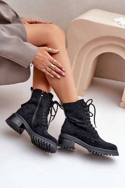 Embellished Women's Work Boots Insulated D&A Black MR880-017 Embellished Women's Work Boots Insulated D&A Black MR880-017
