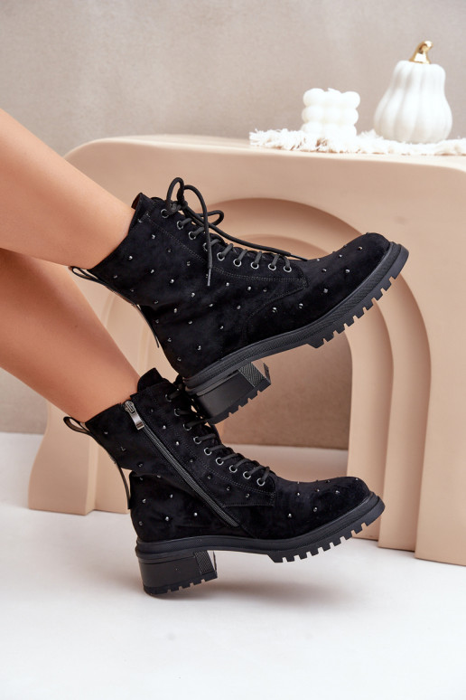 Embellished Women's Work Boots Insulated D&A Black MR880-017 Embellished Women's Work Boots Insulated D&A Black MR880-017