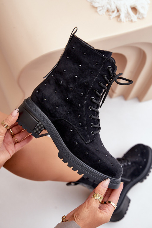 Embellished Women's Work Boots Insulated D&A Black MR880-017 Embellished Women's Work Boots Insulated D&A Black MR880-017