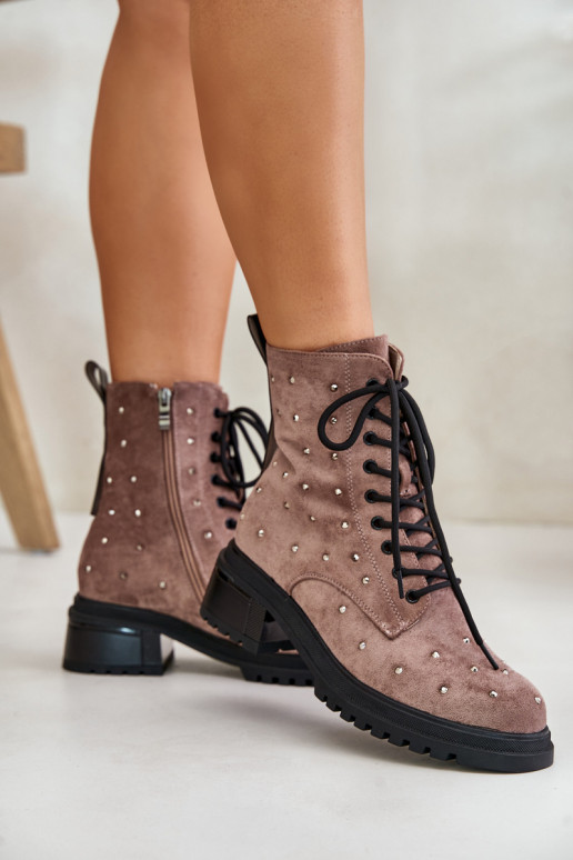 Decorated Ankle Boots Workery Women's Insulated D&A MR880-017 Taupe Decorated Ankle Boots Workery Women's Insulated D&A MR880-017 Taupe
