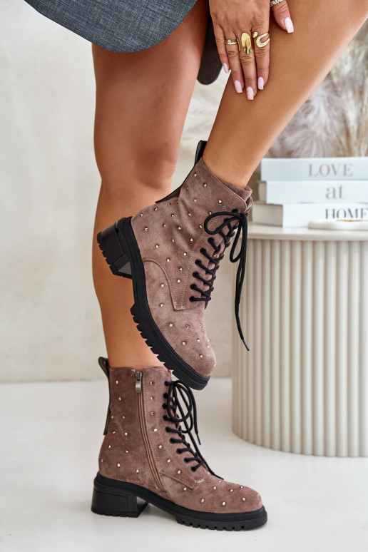 Decorated Ankle Boots Workery Women's Insulated D&A MR880-017 Taupe Decorated Ankle Boots Workery Women's Insulated D&A MR880-017 Taupe
