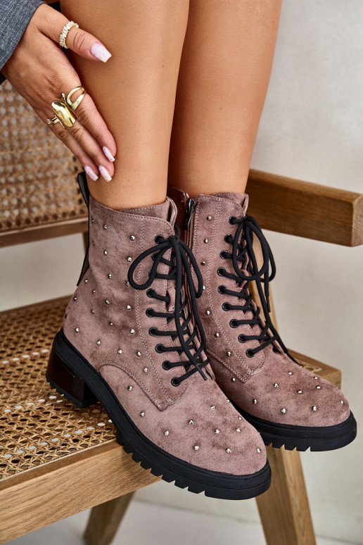 Decorated Ankle Boots Workery Women's Insulated D&A MR880-017 Taupe Decorated Ankle Boots Workery Women's Insulated D&A MR880-017 Taupe