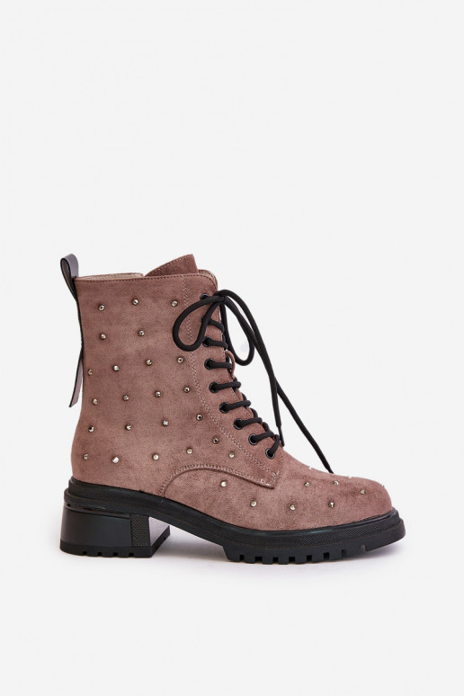 Decorated Ankle Boots Workery Women's Insulated D&A MR880-017 Taupe Decorated Ankle Boots Workery Women's Insulated D&A MR880-017 Taupe